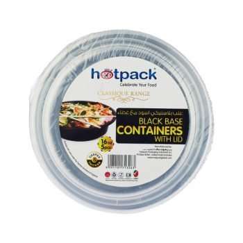 Hotpack Black Base Round Container 16 oz with Lids 5 Pieces 2