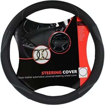 Maagen Line Leather Steering Cover (Black)