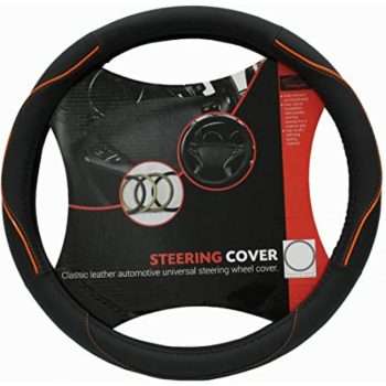 Maagen Line Leather Steering Cover (Orange)
