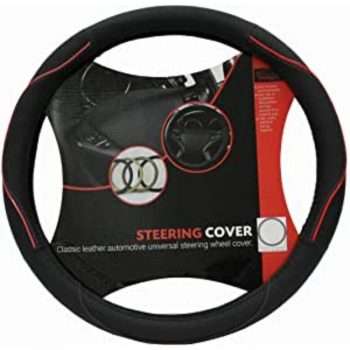 Maagen Line Leather Steering Cover (Red)