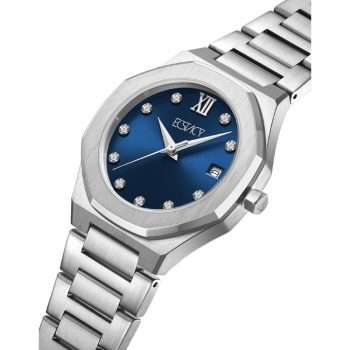 ECSTACY WOMEN'S ANALOG BLUE DIAL WATCH SILVER