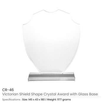 BYFT004215 Victorian Shield Crystal Awards Transparent Set of 1-A