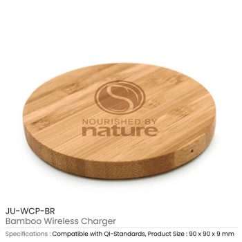 BYFT005670 Bamboo Wireless Charging Pad Natural Set of 1-A