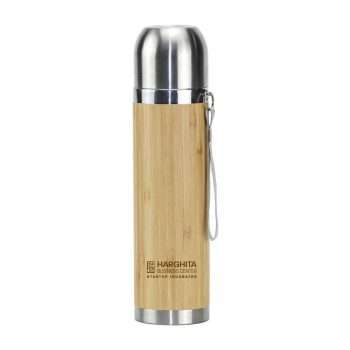 BYFT005691 Bamboo Flask Natural - Silver Set of 1