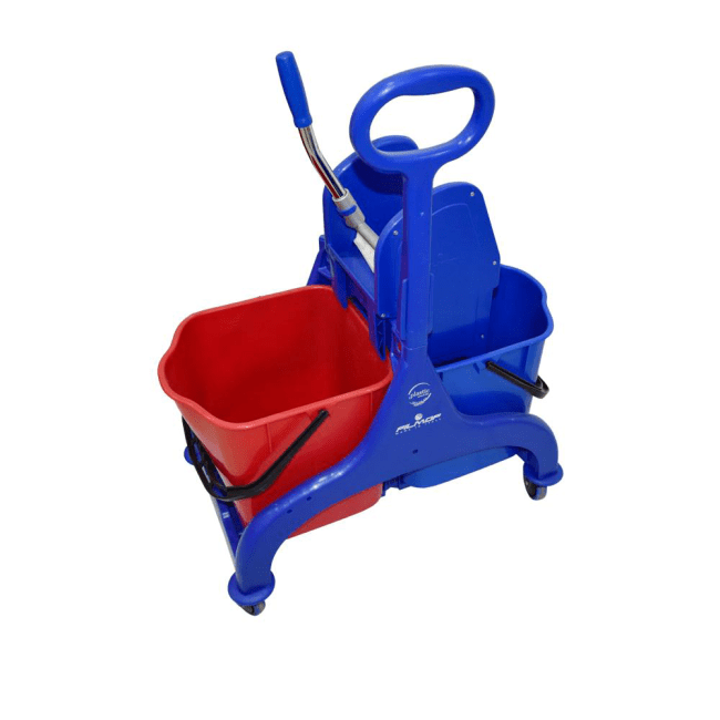 BYFT008456 FILMOP Double Bucket Mop Trolley 50 Ltr Red - Blue Plastic Set of 1