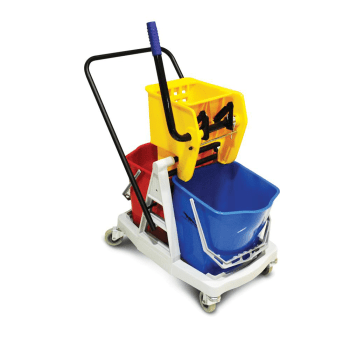 BYFT008519 AKC Mop Trolley with Two Buckets and Wringer 40 Ltr Multicolour Plastic Set of 1